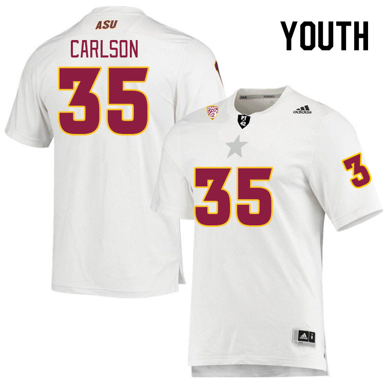 Youth #35 Josh Carlson Arizona State Sun Devils College Football Jerseys Stitched Sale-White